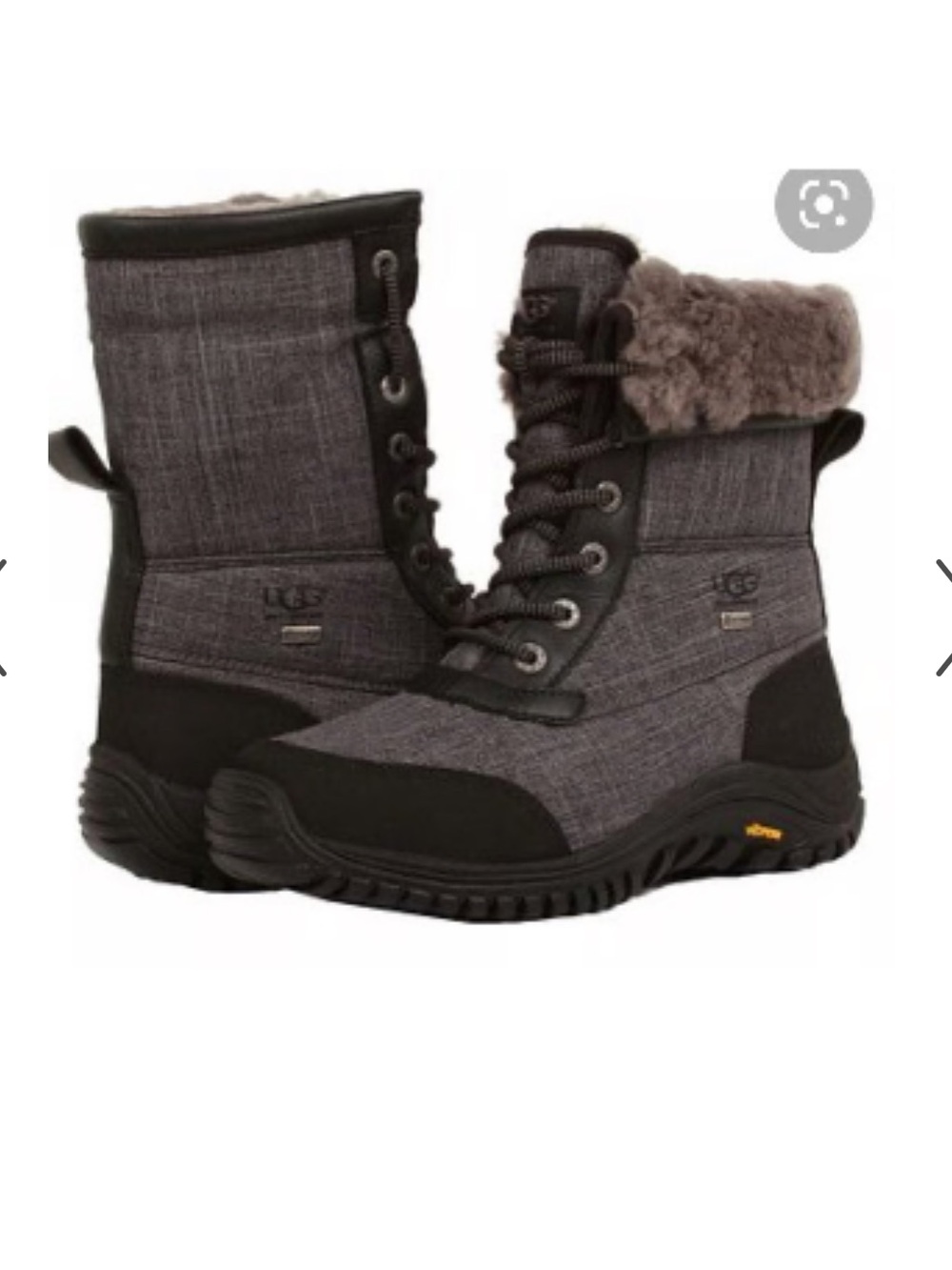 ugg adirondack II gray waterproof womens snow boots sz US 8 vibram sole